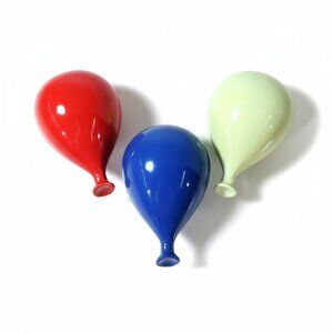 MCM Small 5" Ceramic Balloon Pop Art Wall Art Red Blue Yellow Set Of 3 Ornaments